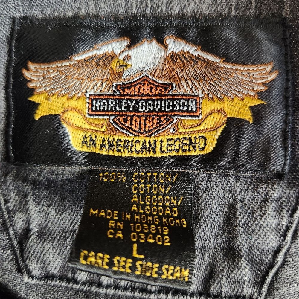 Harley Davidson Vintage Button Shirt Embroidered Logo Size L - Picture 6 of 10